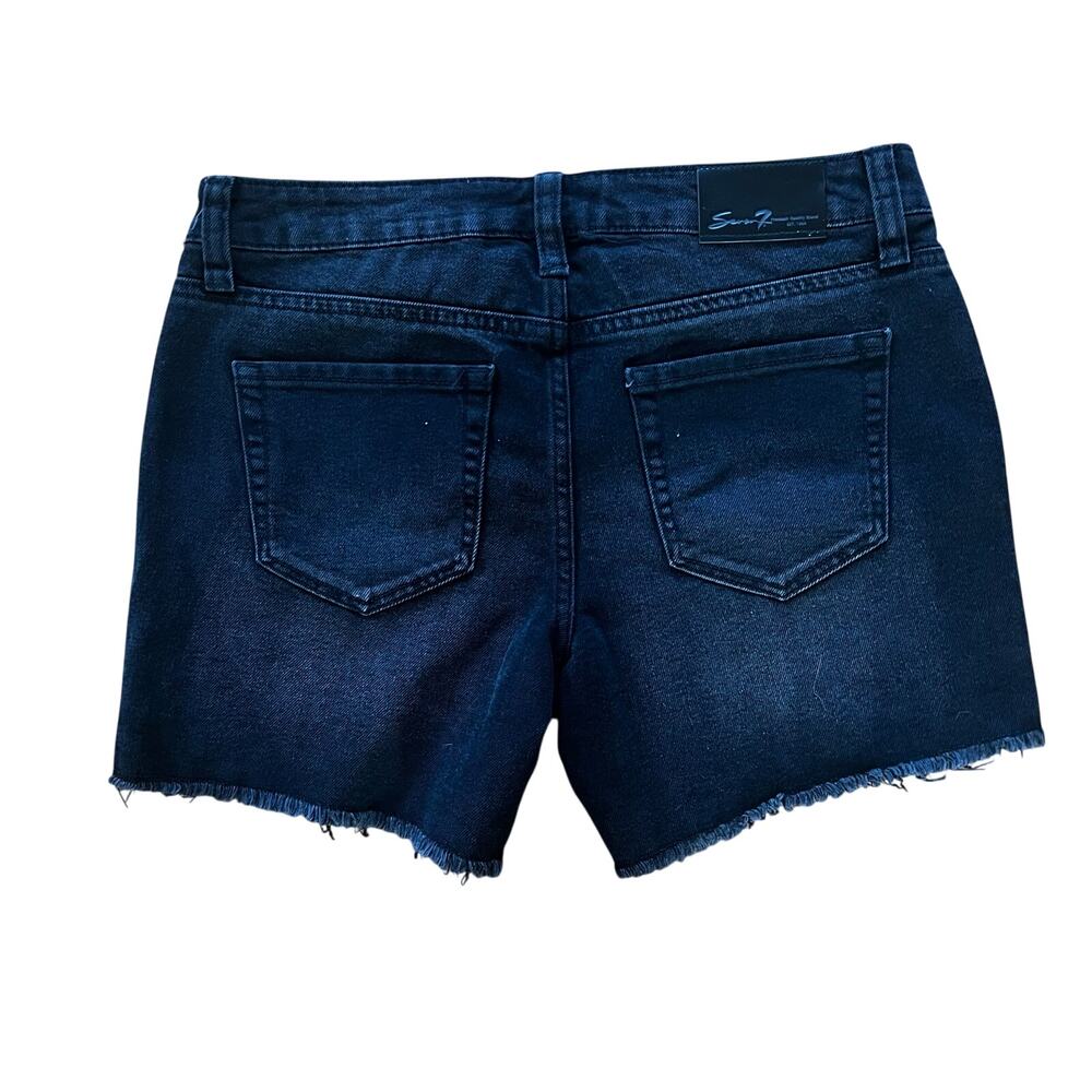 Seven7 Black Distressed Rhinestone "Weekend Short" Denim | Women’s 4 - Picture 3 of 5